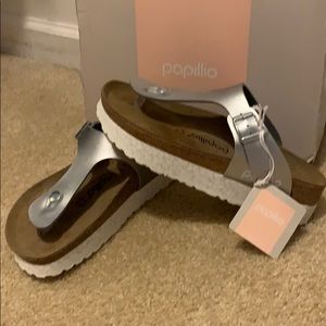 Gizeh platform silver Birkenstock sandal 37/6.6.5